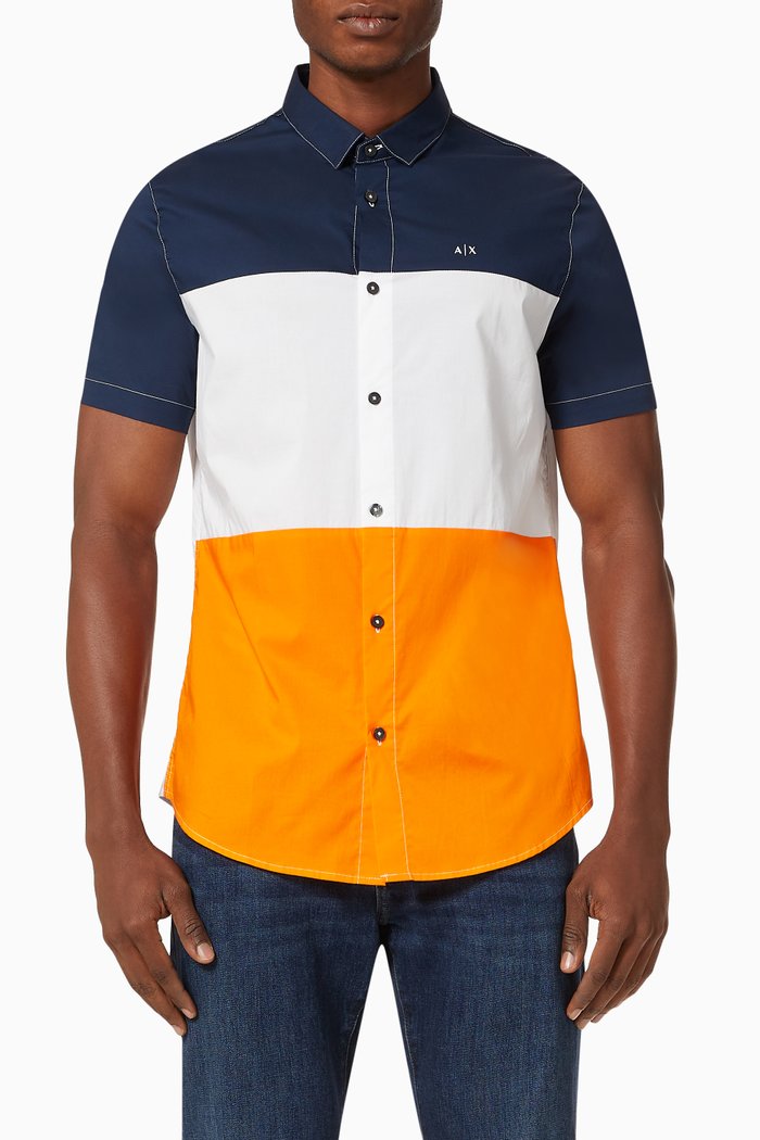 

AX Colour Block Cotton-blend Shirt, Black