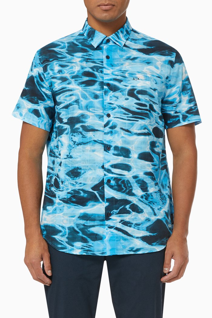 

Modern Marine Shirt in Cotton Linen, Blue