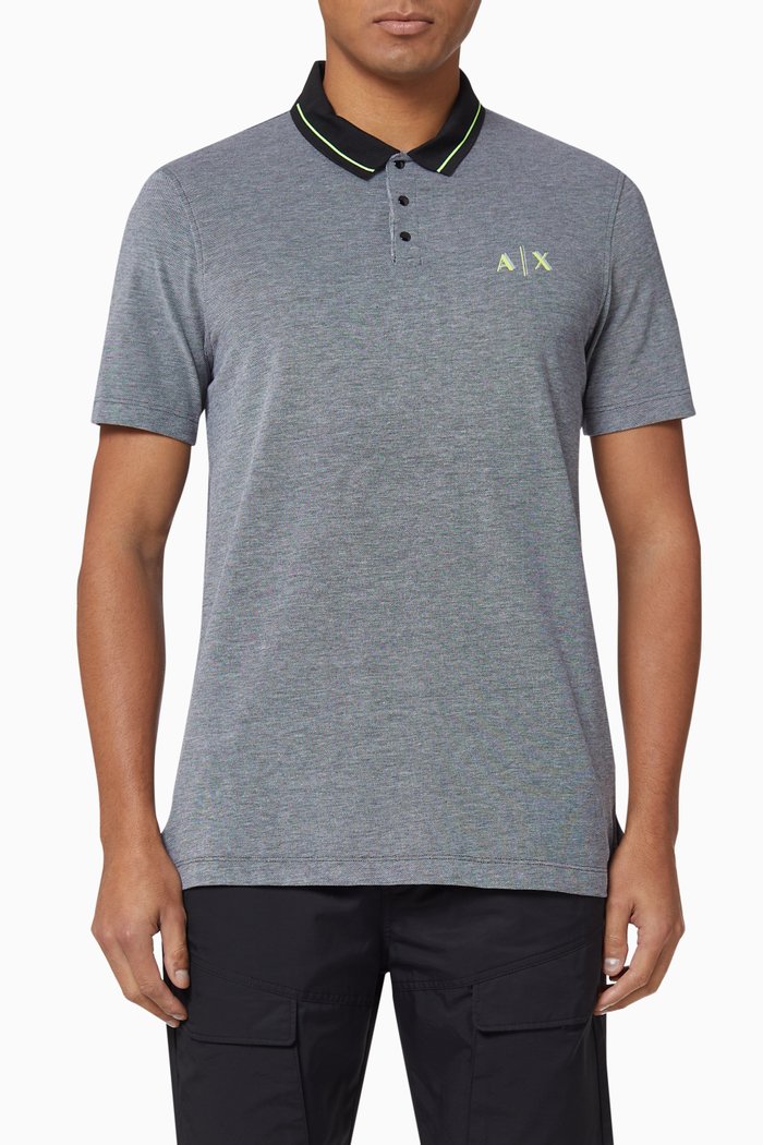 

Neon Logo Cotton Piqué Polo, Black
