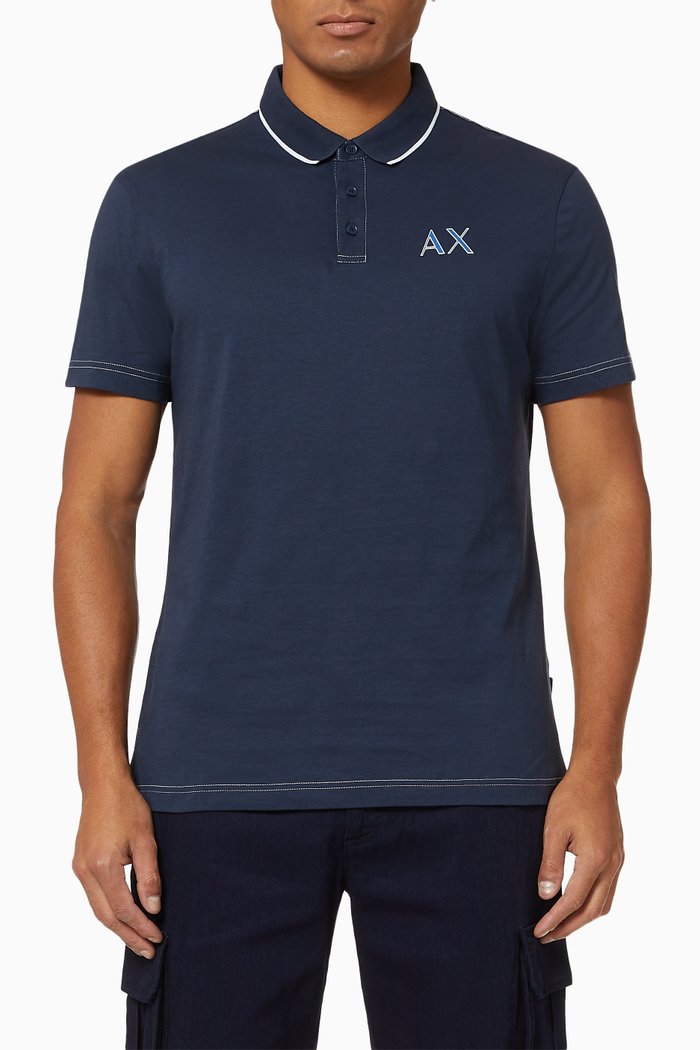 

AX Logo Cotton Polo Shirt, Black