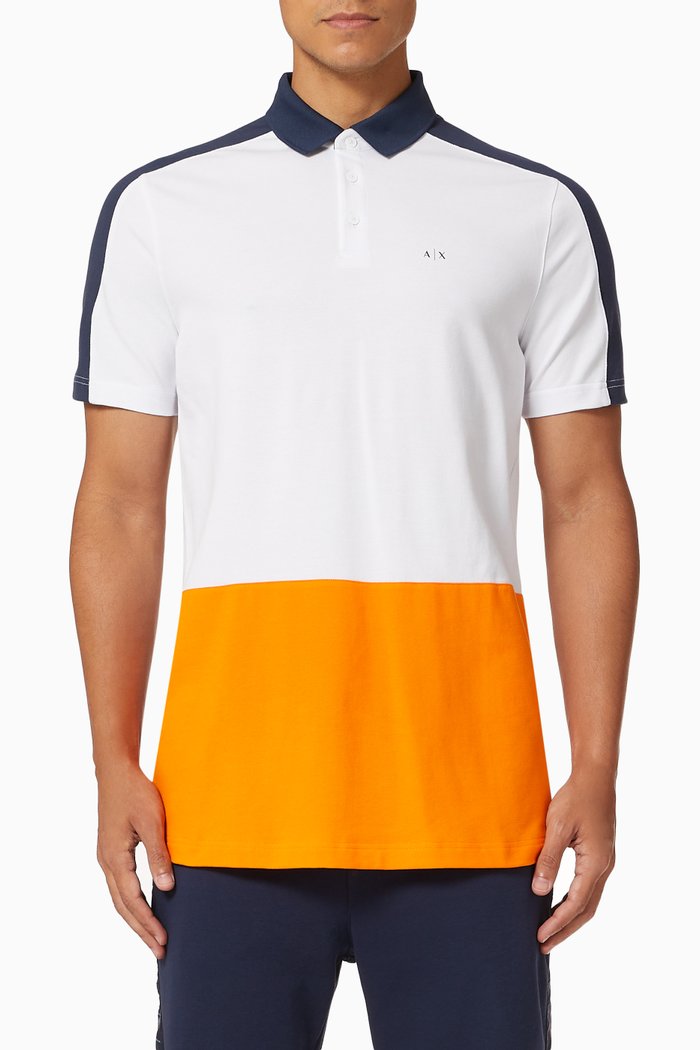 

AX Colour Block Cotton Polo Shirt, Black