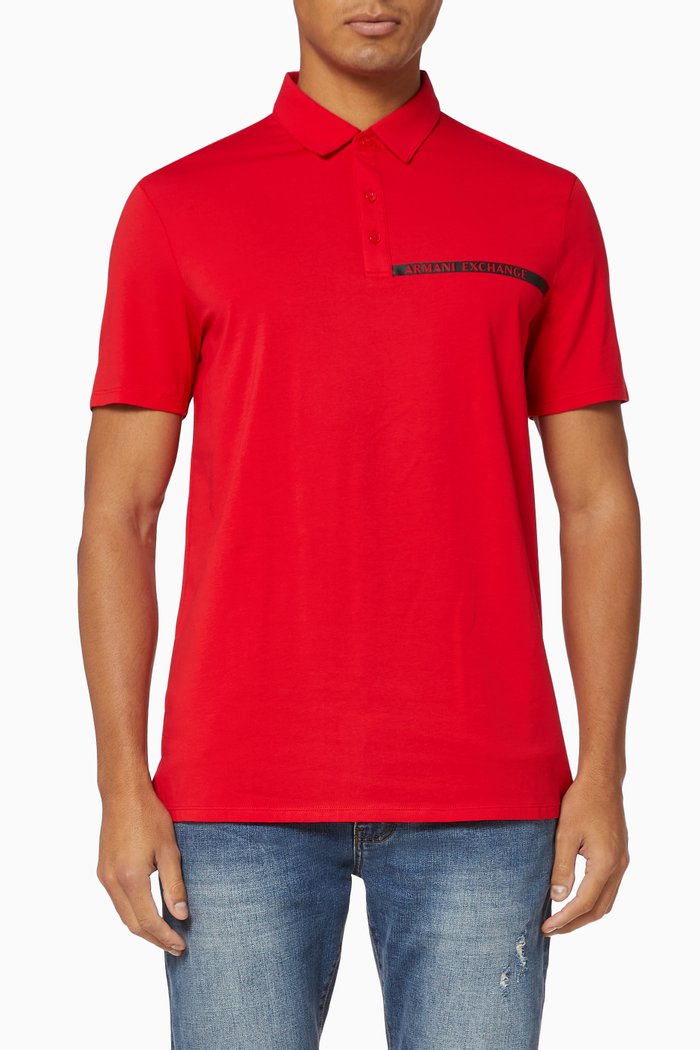 

Tape Logo Jersey Polo, Red
