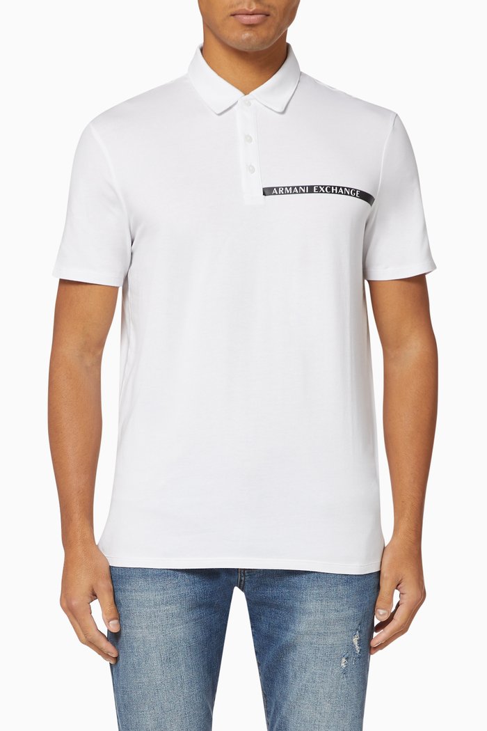 

Tape Logo Jersey Polo, White