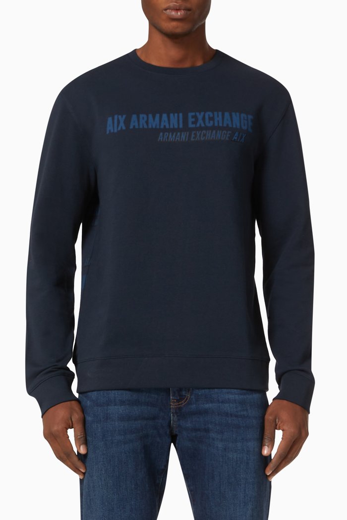 

AX Bold Logo Jersey Sweatshirt, Blue