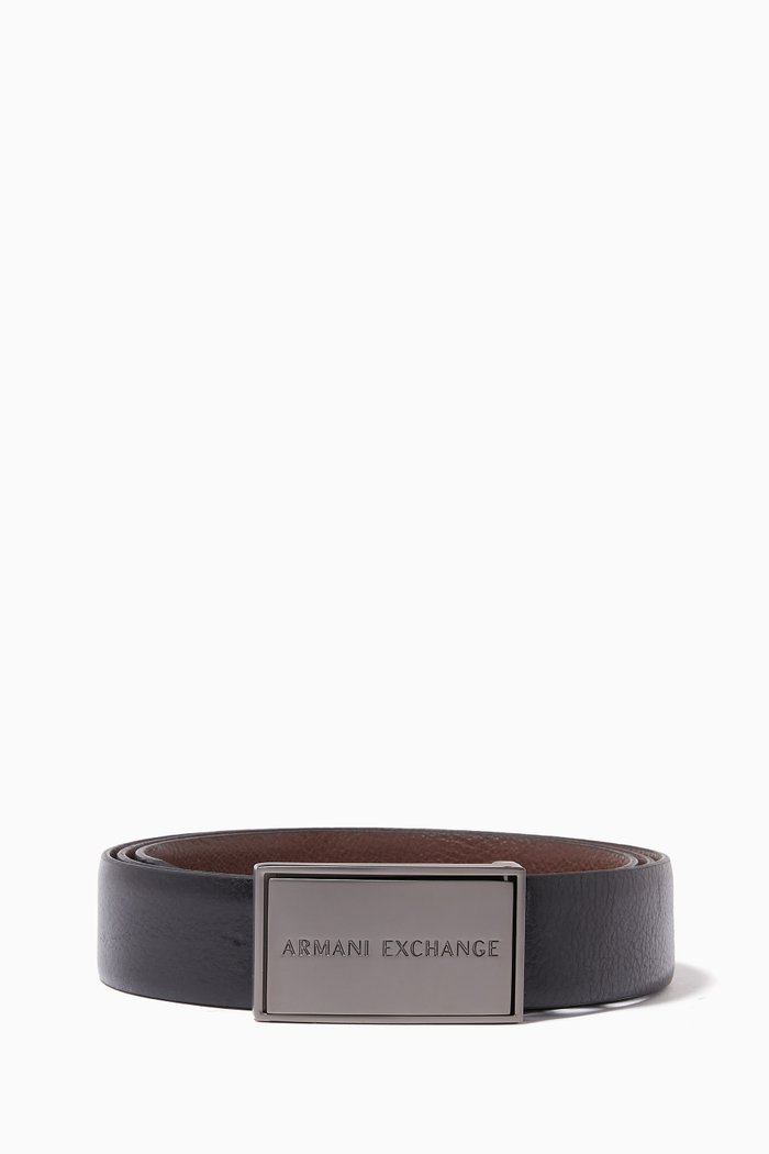 

AX Reversible Belt in Grained Leather, Black