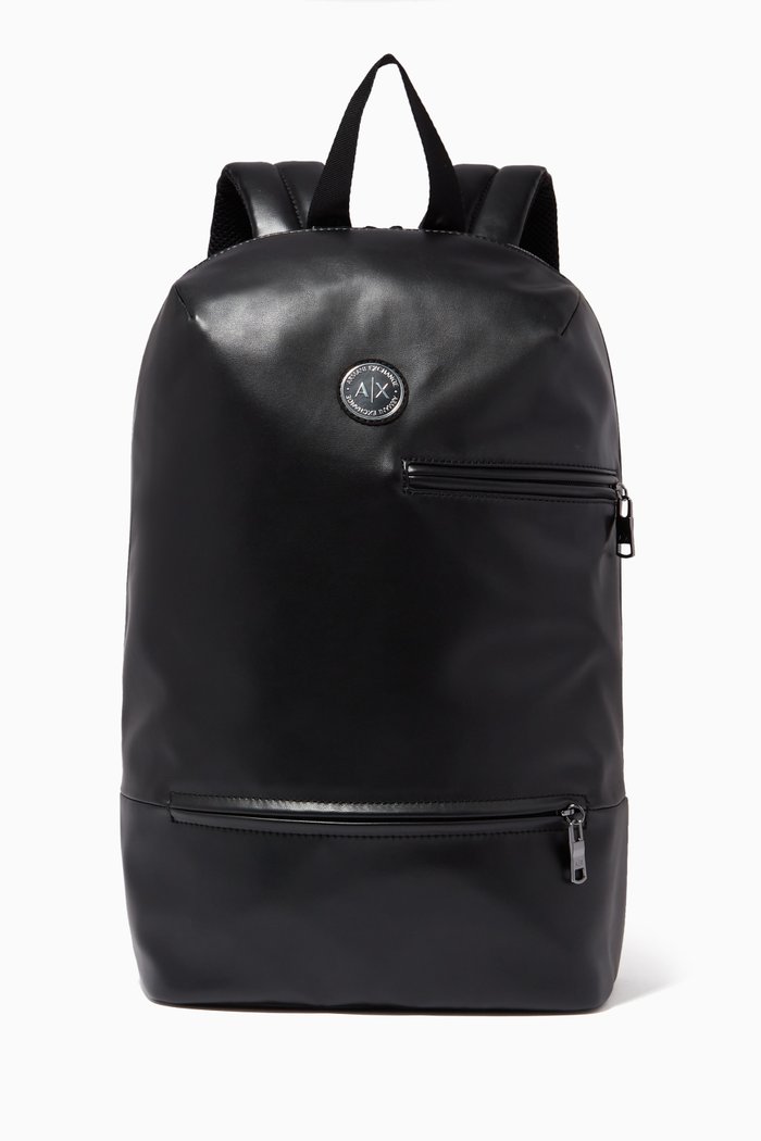 

Circle Logo Backpack in Faux Leather, Black