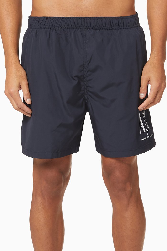 

Minimal Palms Boxer Swim Shorts, Blue