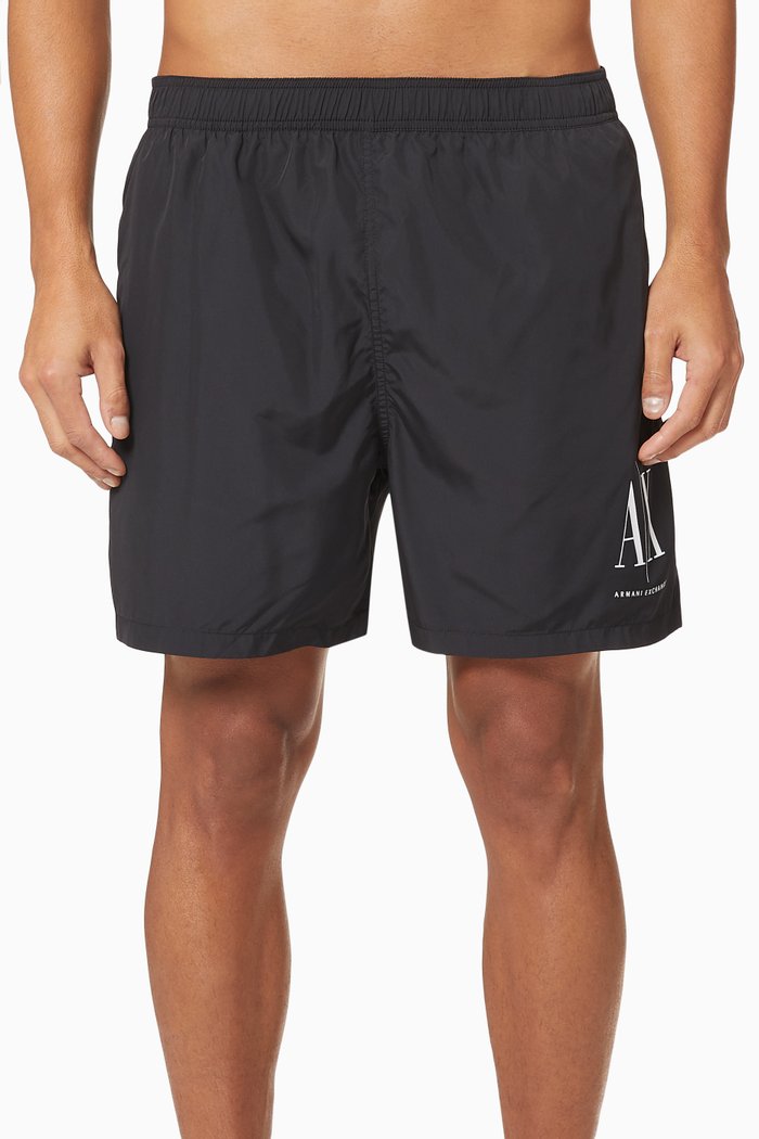 

Minimal Palms Boxer Swim Shorts, Black