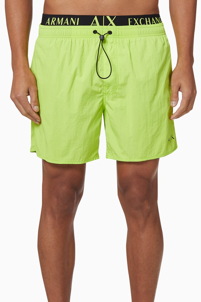 Logo Elastic Boxer Swim Shorts, Yellow