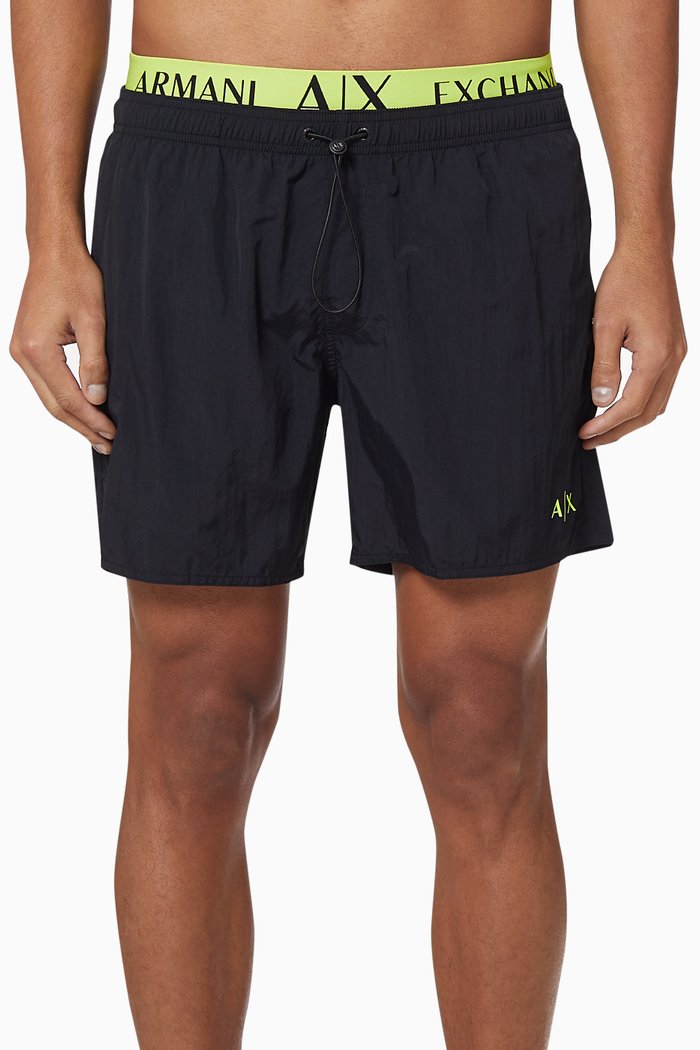 

Logo Elastic Boxer Swim Shorts, Black