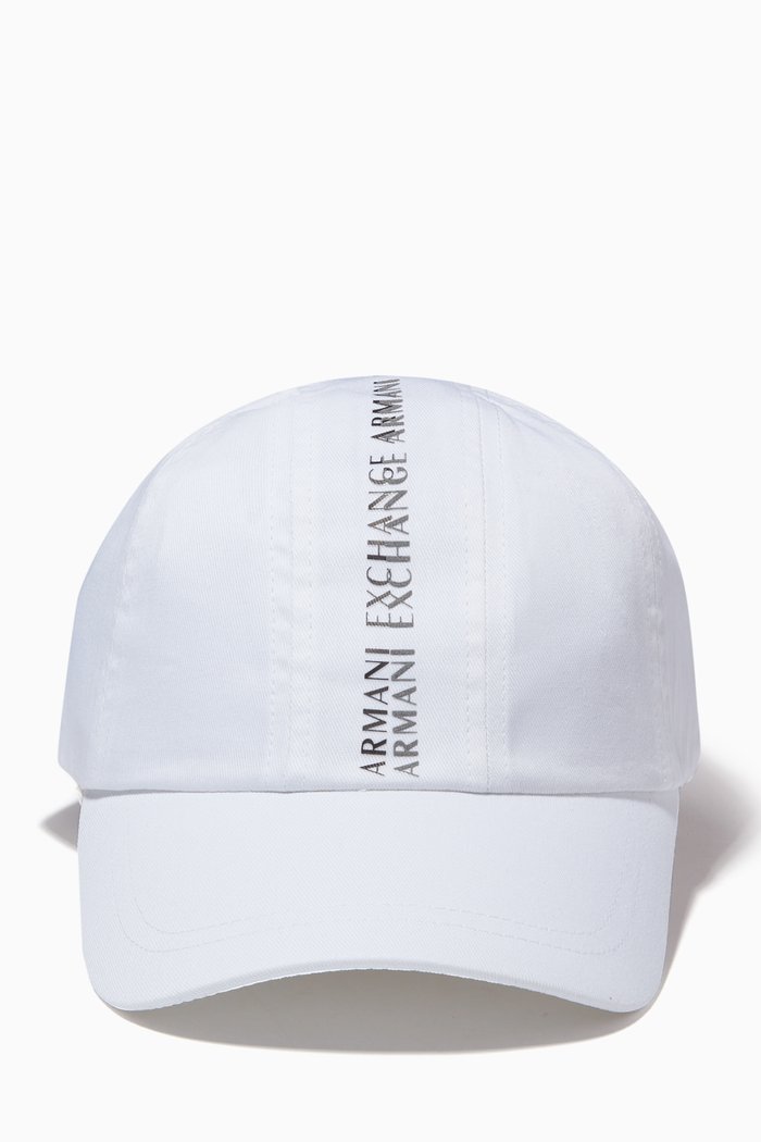 

Central Logo Print Cap in Twill, White