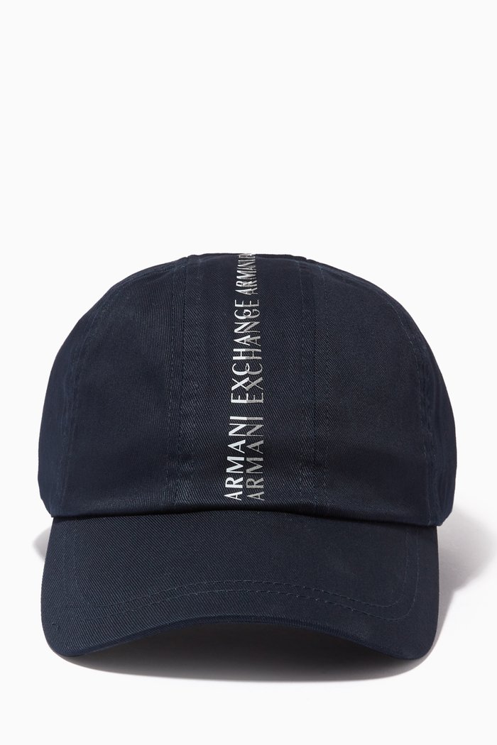 

Central Logo Print Cap in Twill, Blue