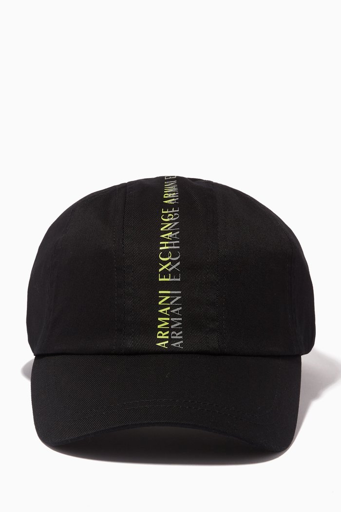 

Central Logo Print Cap in Twill, Black