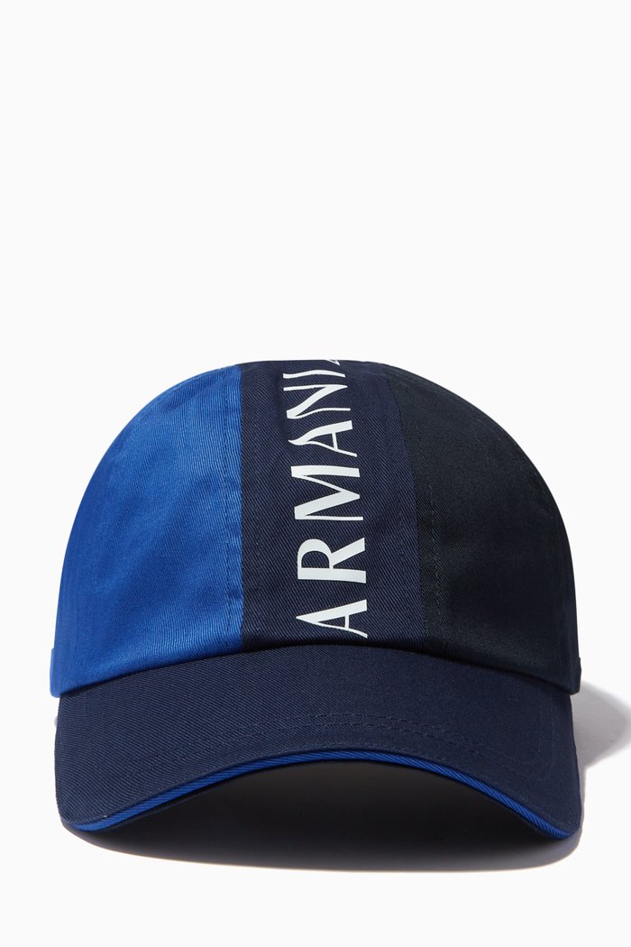 

AX Colour-block Logo Cap in Twill, Blue