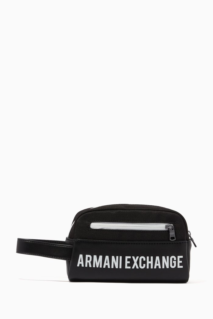

Bold Logo Travel Kit in Canvas & Faux Leather, Black