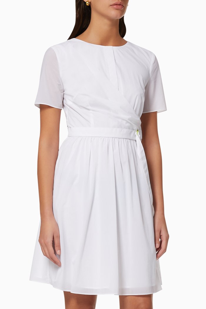 

Belted Crêpe Dress, White