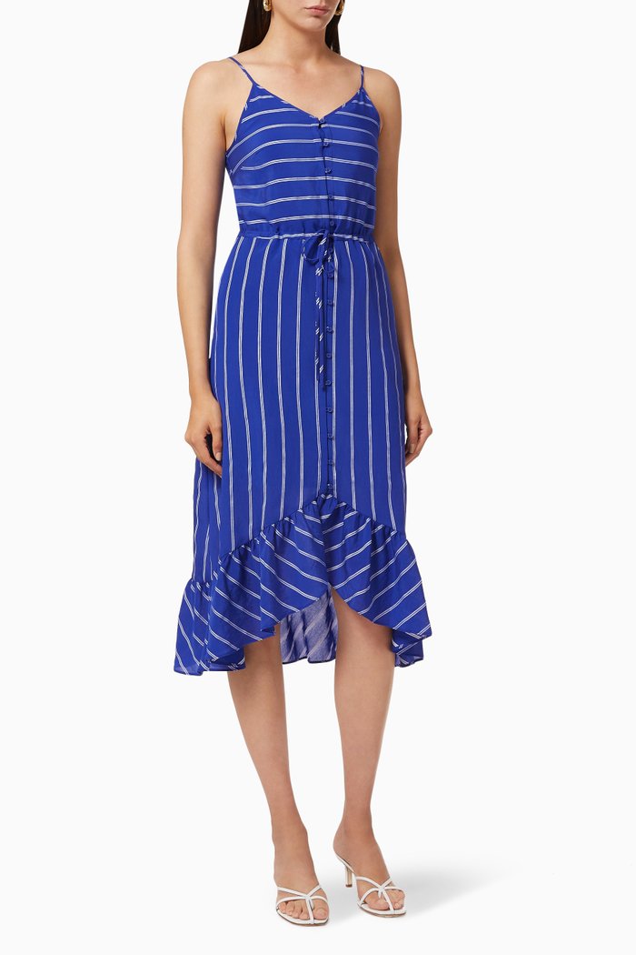 

Midi Dress in Striped Viscose Blend, Blue