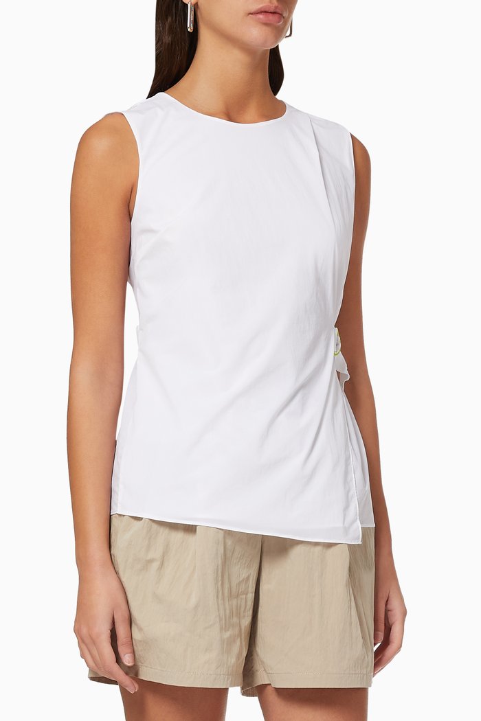 

Belted Textured Top, White