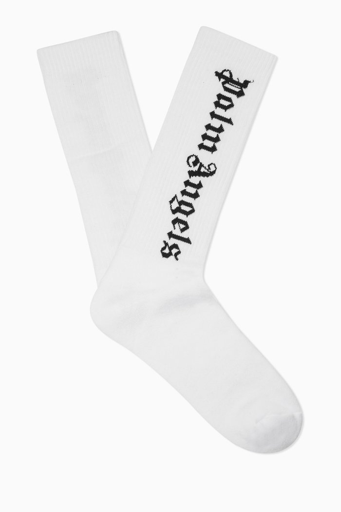 

Logo Knit High Socks in Cotton, White