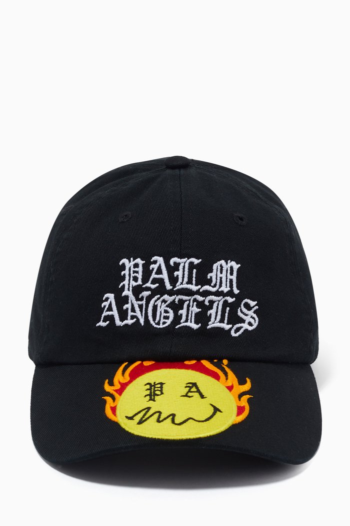 

Burning Head Logo Baseball Cap in Cotton, Black