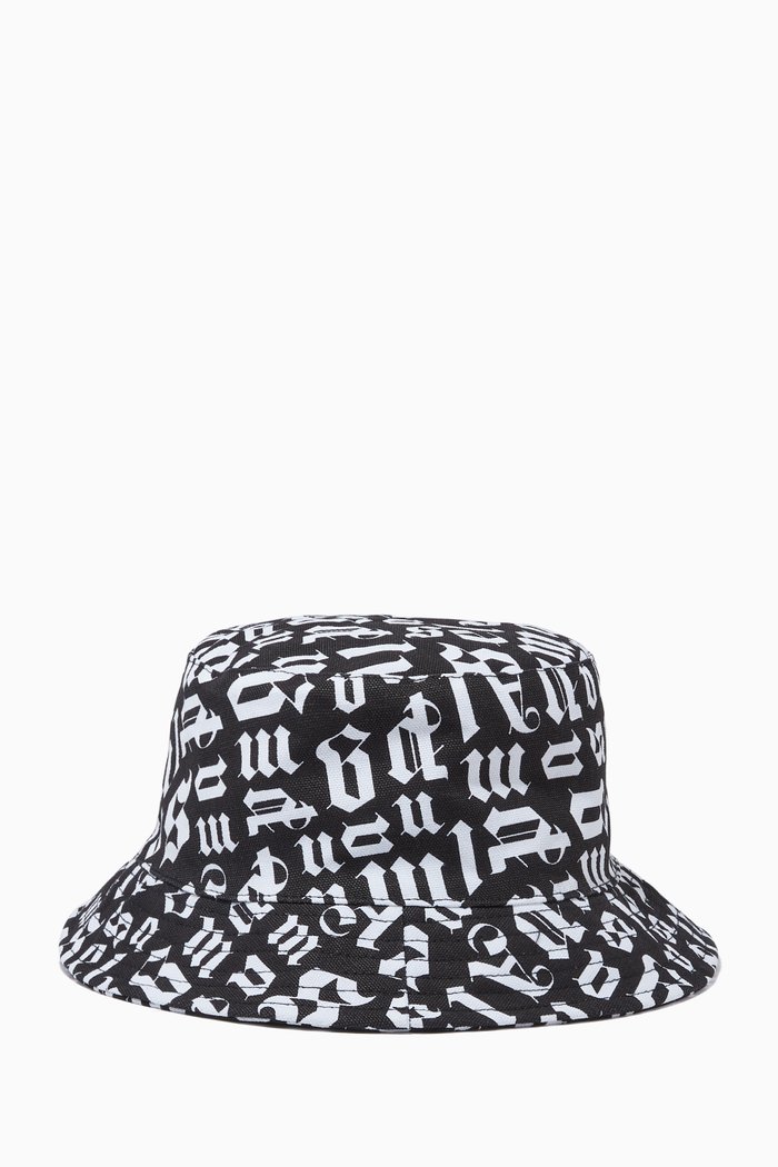 Broken Monogram Bucket Hat in Cotton, Black