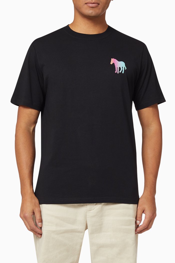 

Gradient Zebra Logo Organic Cotton T-Shirt, Black