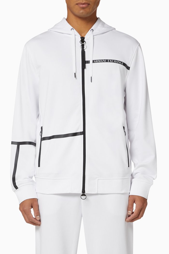 

Tape Logo French Terry Zip Hoodie, White
