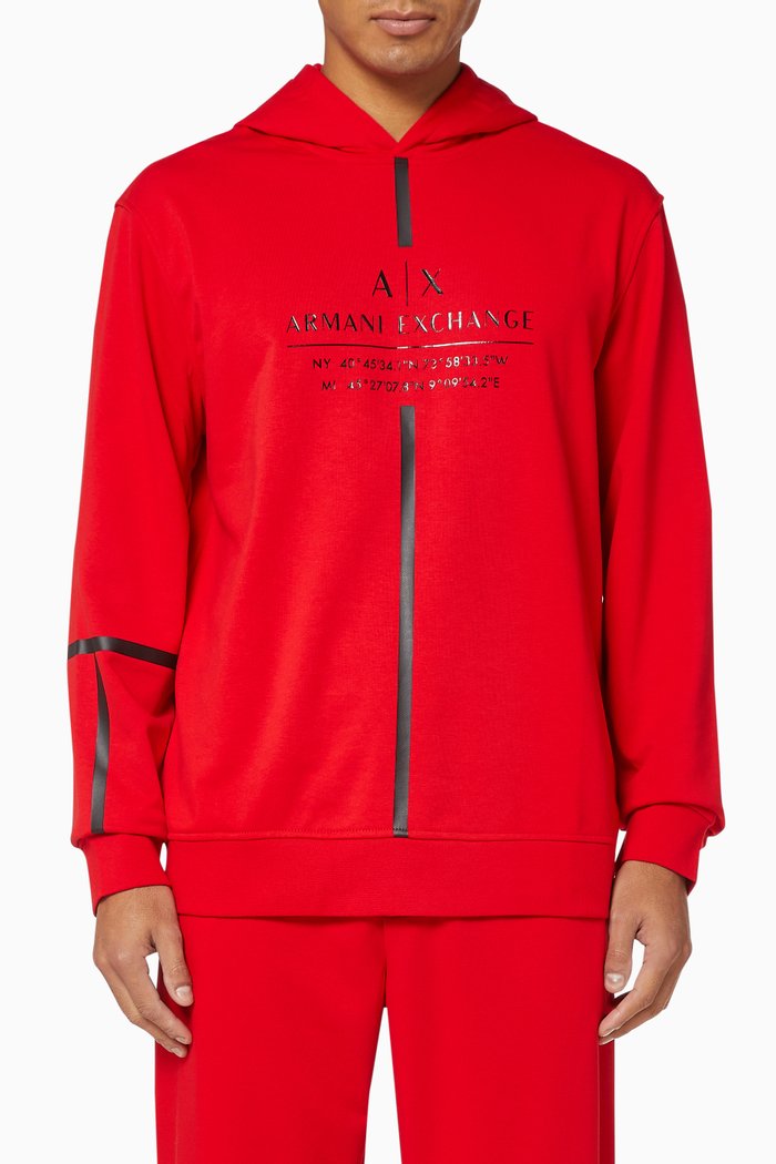 

Tape Logo French Terry Hoodie, Red