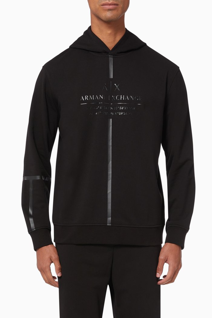 

Tape Logo French Terry Hoodie, Black