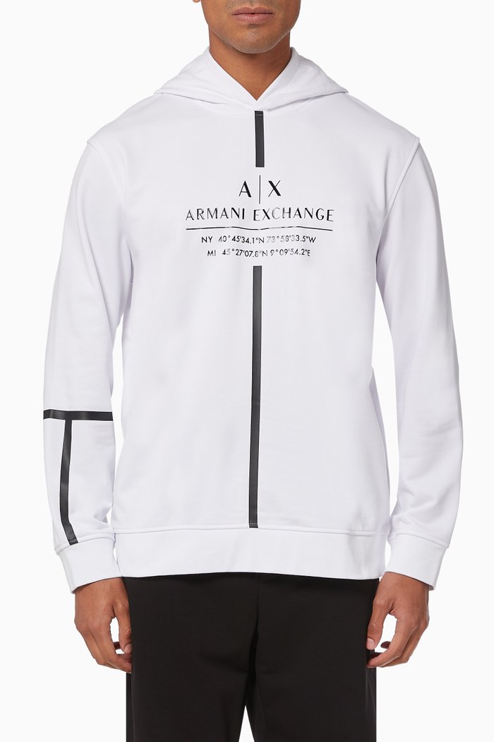 

Tape Logo French Terry Hoodie, White