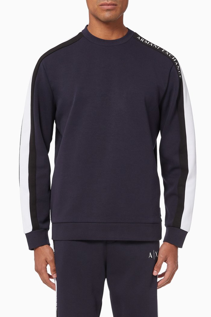 

Stripe Logo French Terry Sweatshirt, Blue