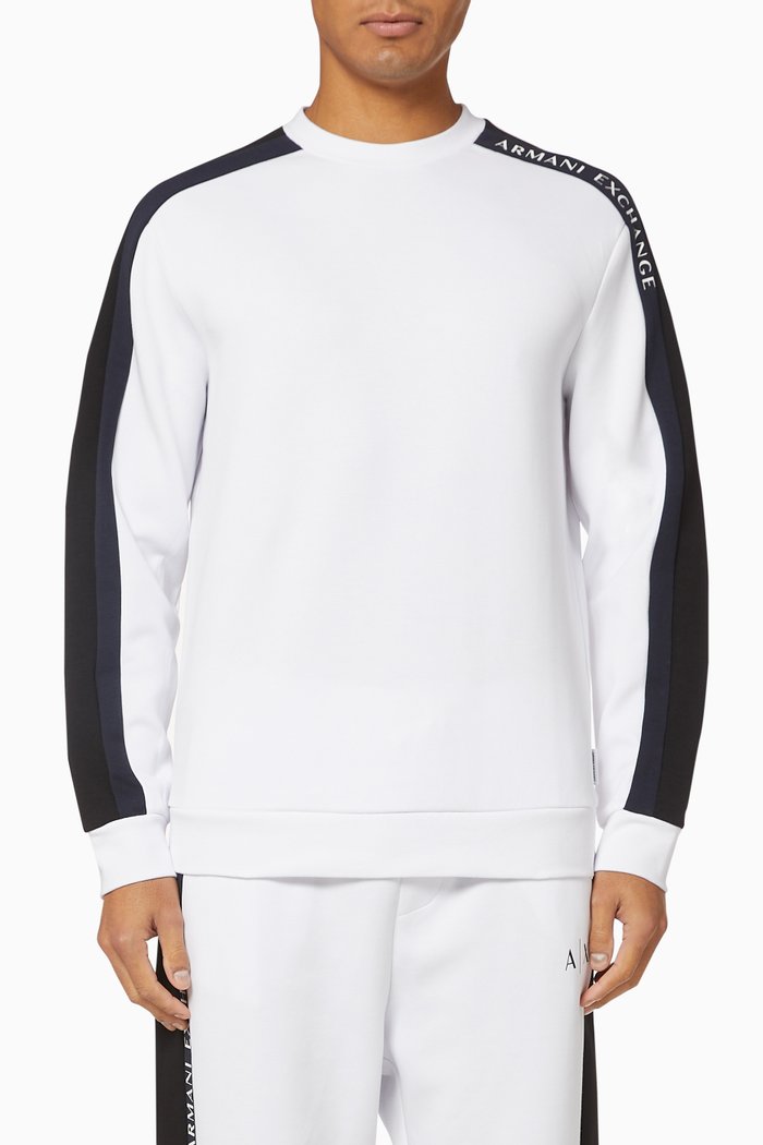 

Stripe Logo French Terry Sweatshirt, White