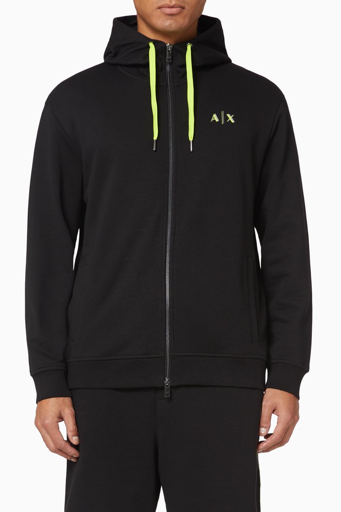 

Neon Logo Fleece Jersey Hoodie, Black