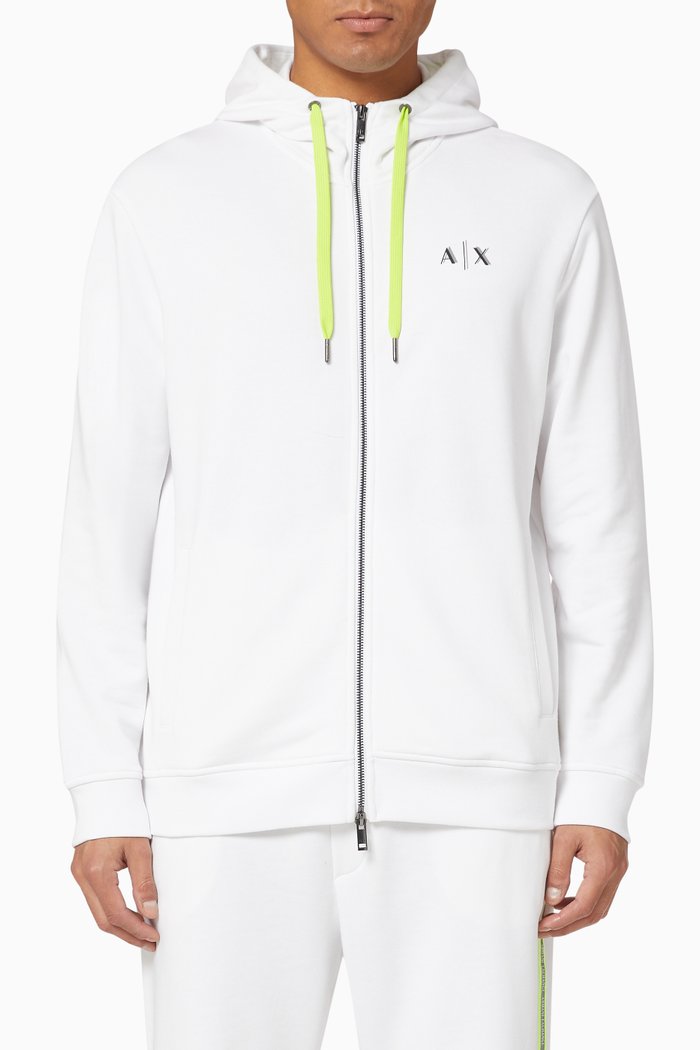 

Neon Logo Fleece Jersey Hoodie, White