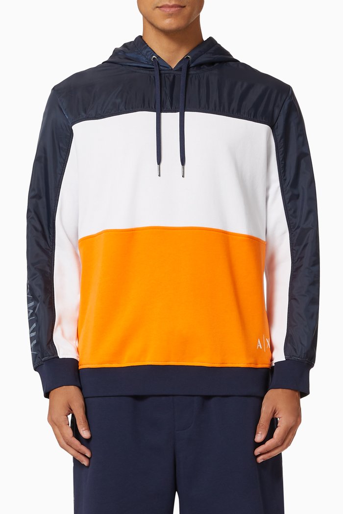 AX Colour Block Hooded Sweatshirt, Black