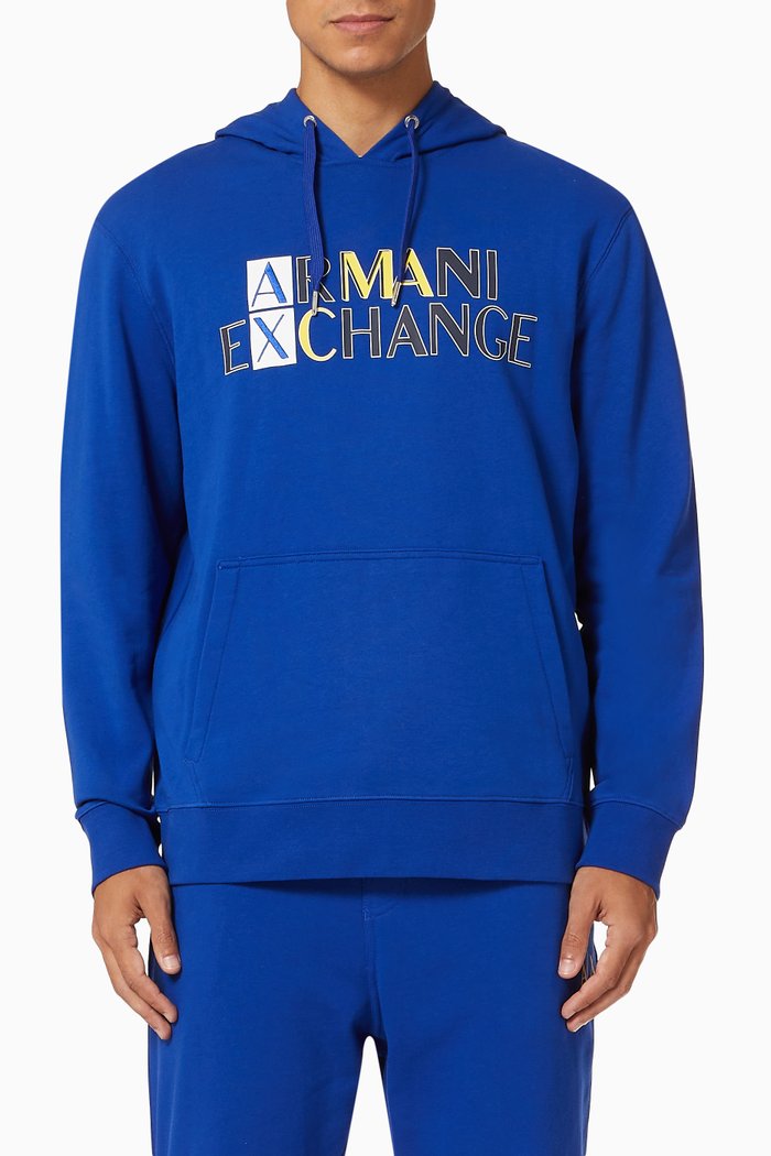 

AX Colour Block Hooded Sweatshirt, Blue