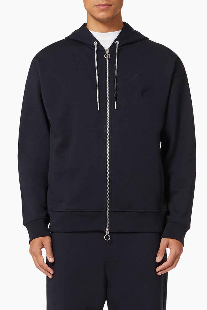 

AX Circle Logo Hooded Jersey Sweatshirt, Blue