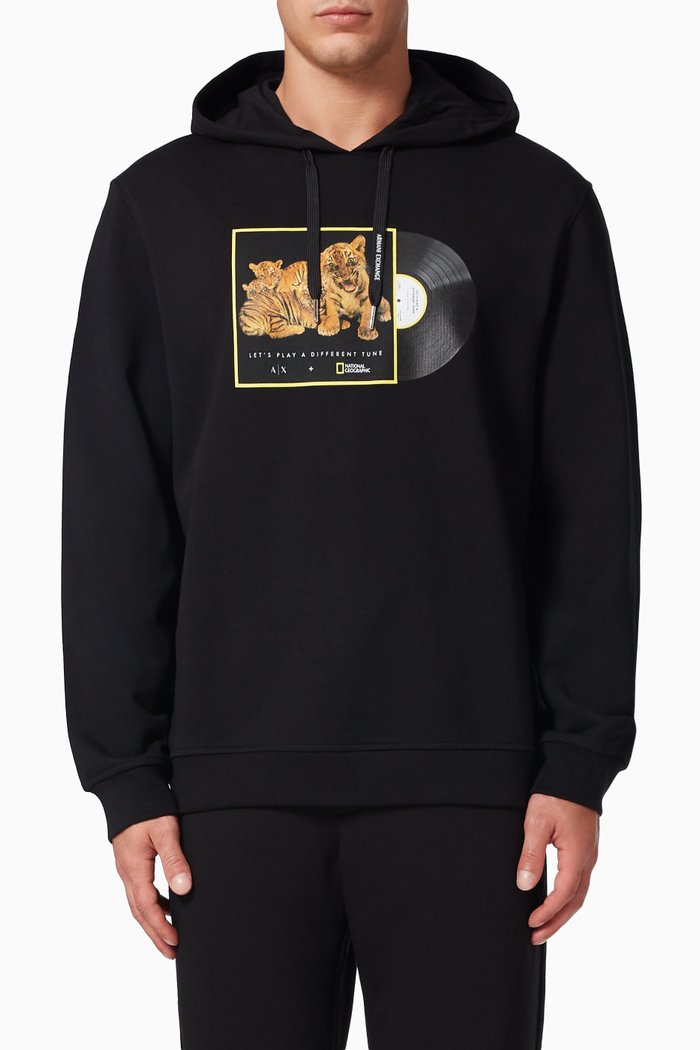 

National Geographic Hooded Sweatshirt in Cotton, Black