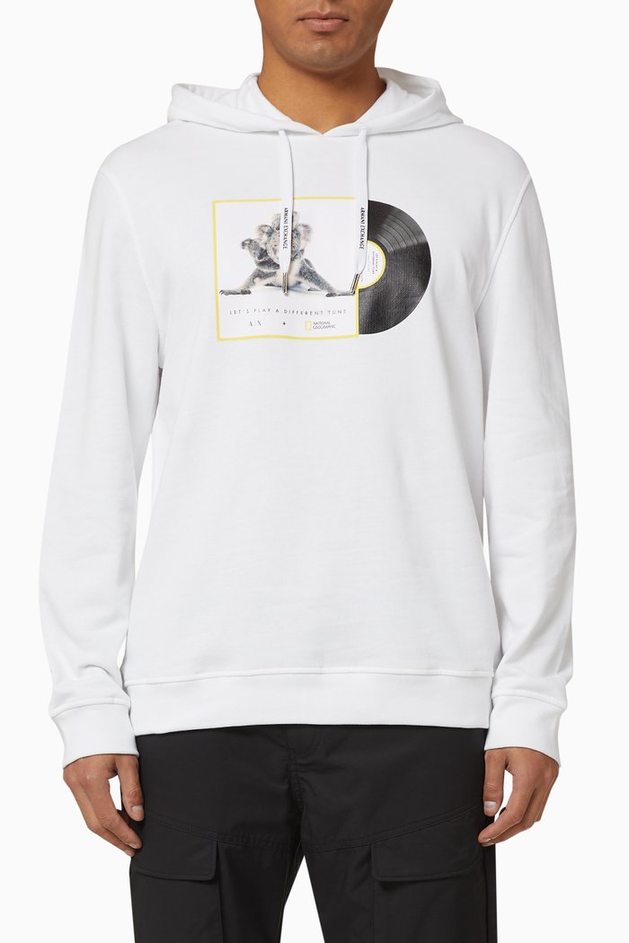 

National Geographic Cotton Hooded Sweatshirt, White