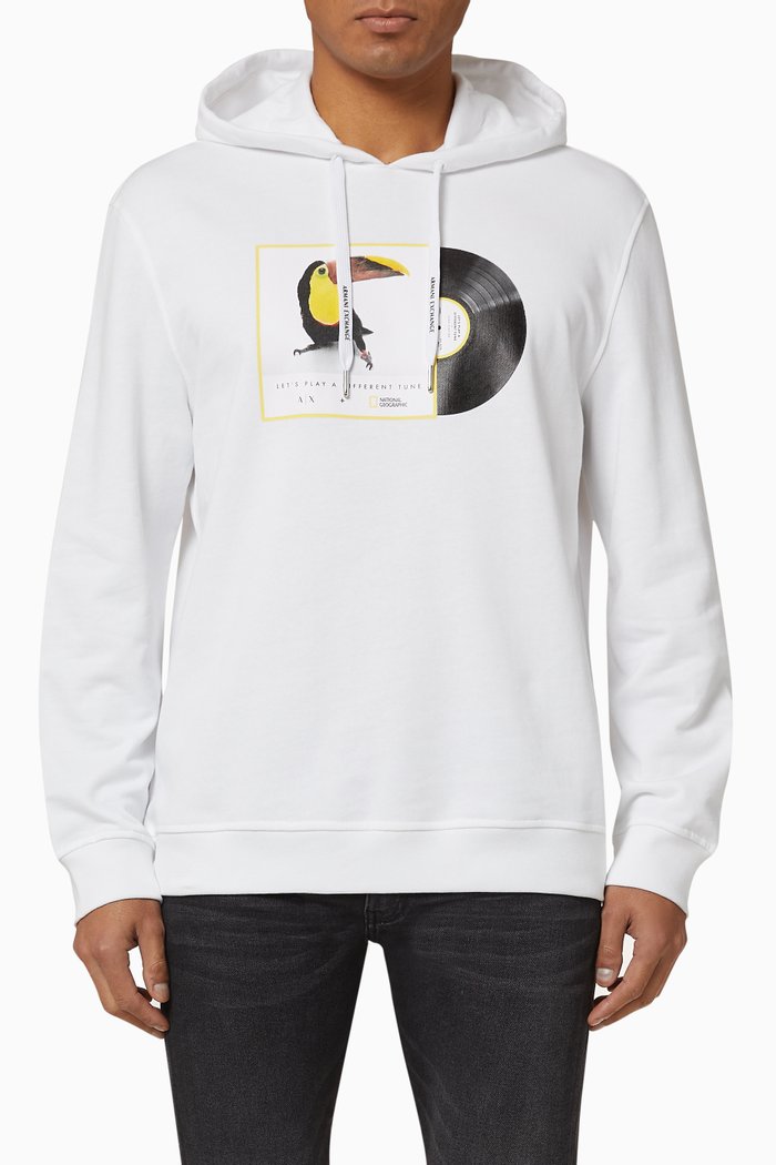 

National Geographic Cotton Hooded Sweatshirt, White