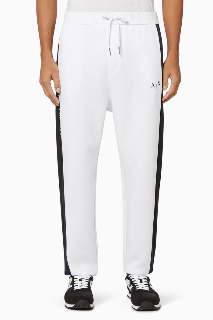 

Stripe Logo French Terry Jogging Pants, White
