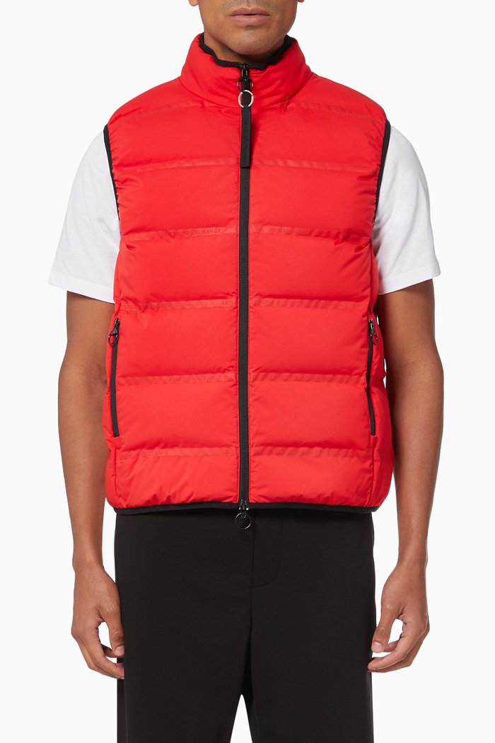 

Tape Logo Down Gilet, Red