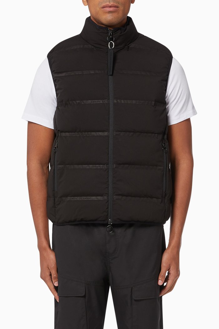 

Tape Logo Down Gilet, Black