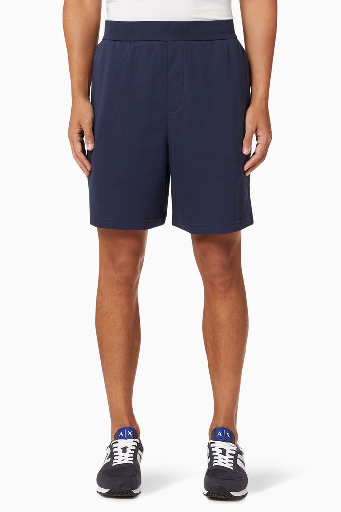 

AX Logo Tape Jersey Jog Shorts, Black