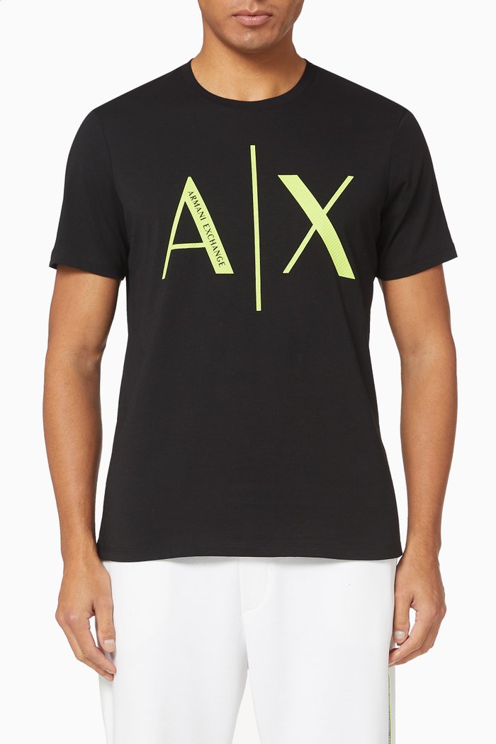 

AX Neon Logo Jersey T-Shirt, Black