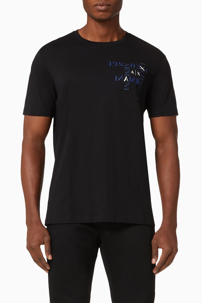 

AX Logo Cotton Jersey T-shirt, Black