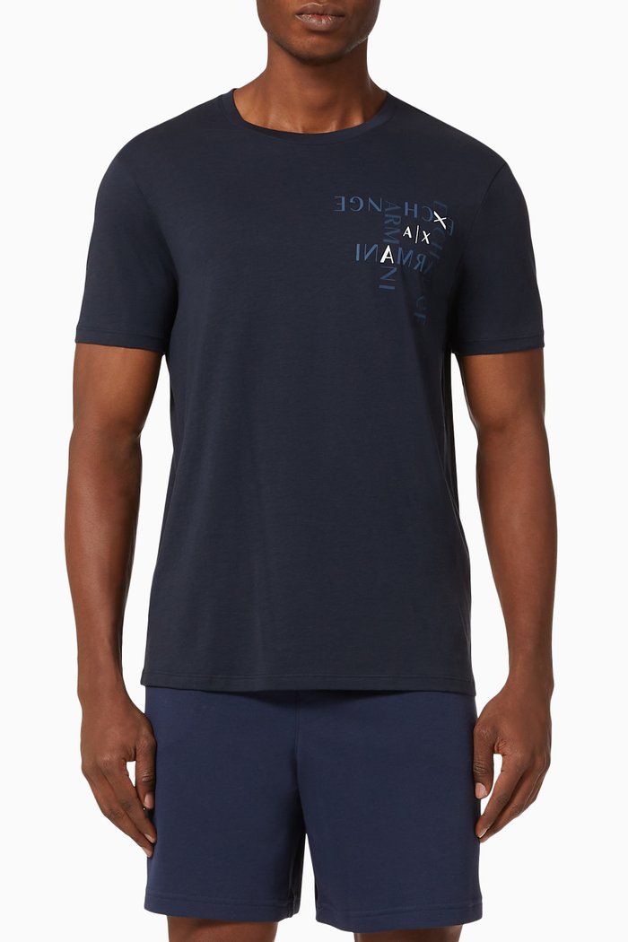 

AX Logo Cotton Jersey T-shirt, Blue