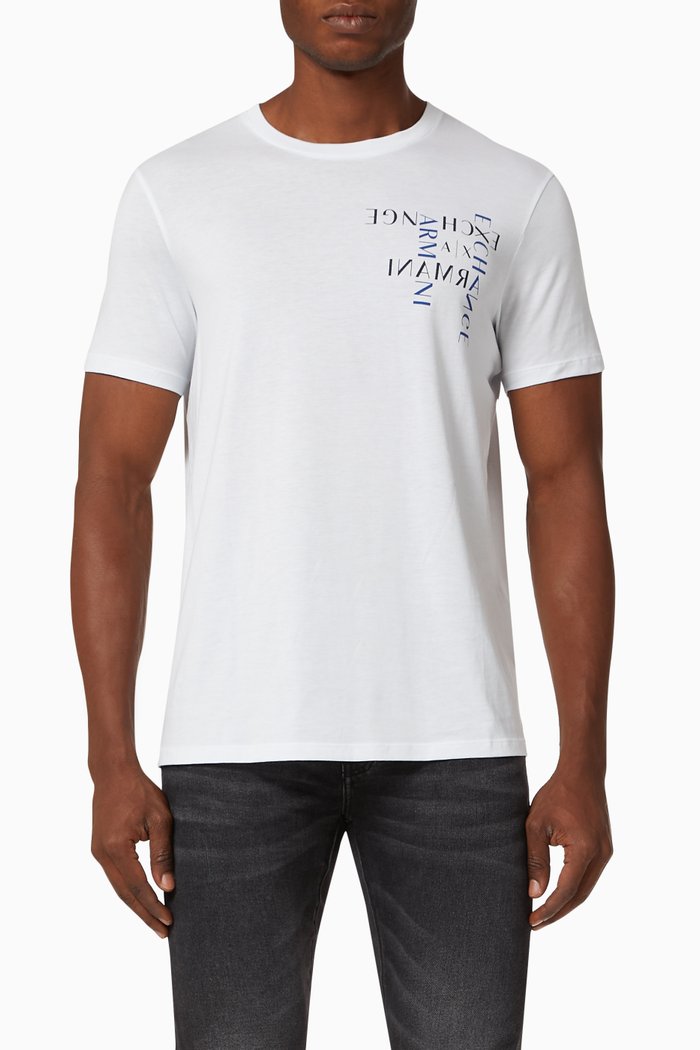 

AX Logo Cotton Jersey T-shirt, White