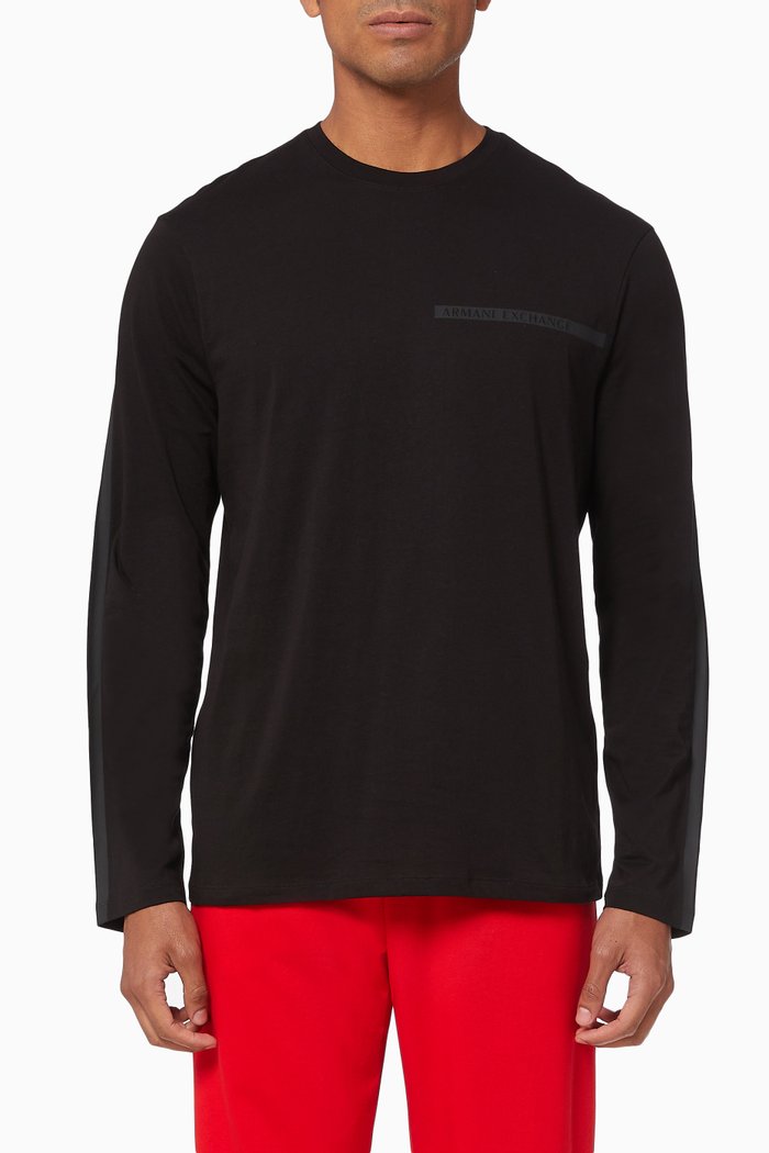 

Tape Logo Cotton T-Shirt, Black