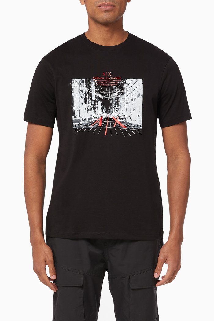 

Digital New Wave Neon Light Cotton T-shirt, Black